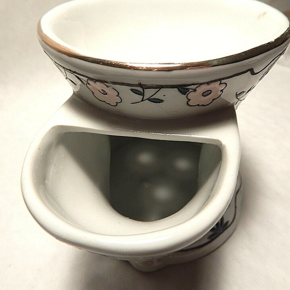 Pottery Shaving Scuttle Mug White with Blue Flowers Unbranded - Picture 4 of 12